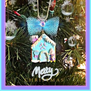 Glittery Sugar Cookie House Necklace- Blue